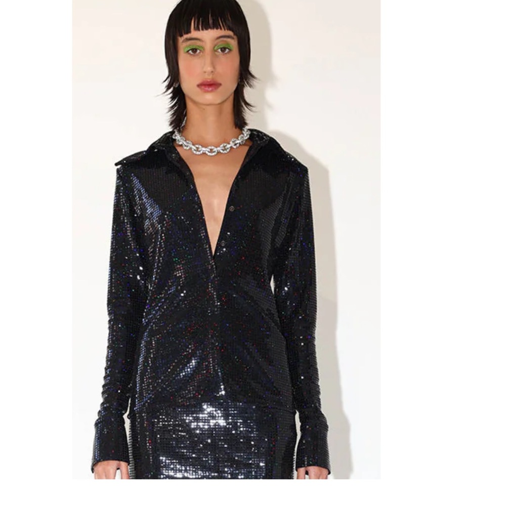 Do do Bar or Ollie Shirt black Sequin snap Button-Up Shirt